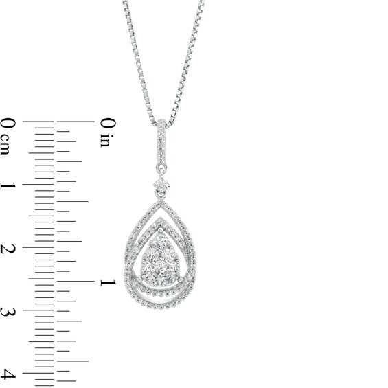 1/2 CT. T.w. Composite Diamond Double Pear-Shaped Frame Pendant in 10K White Gold