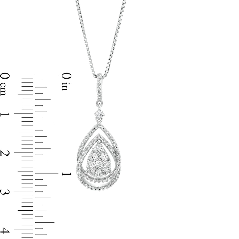 Main Image 3 of 1/2 CT. T.W. Composite Diamond Double Pear-Shaped Frame Pendant in 10K White Gold