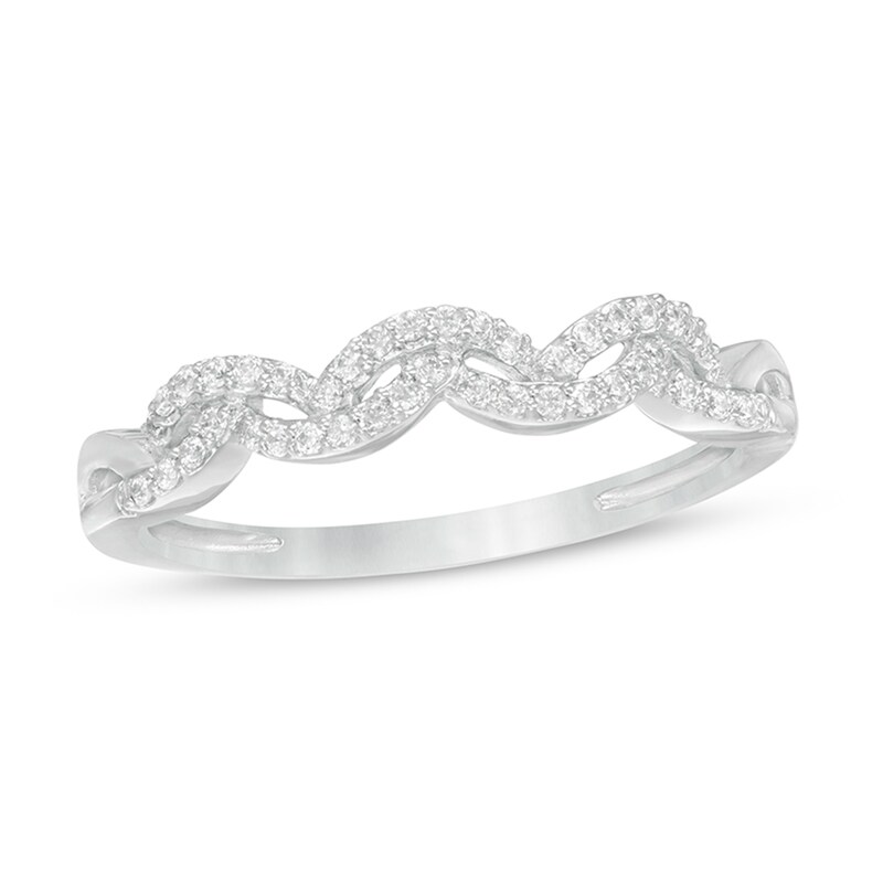 Main Image 1 of 1/6 CT. T.W. Diamond Double Wave Stackable Band in 10K White Gold