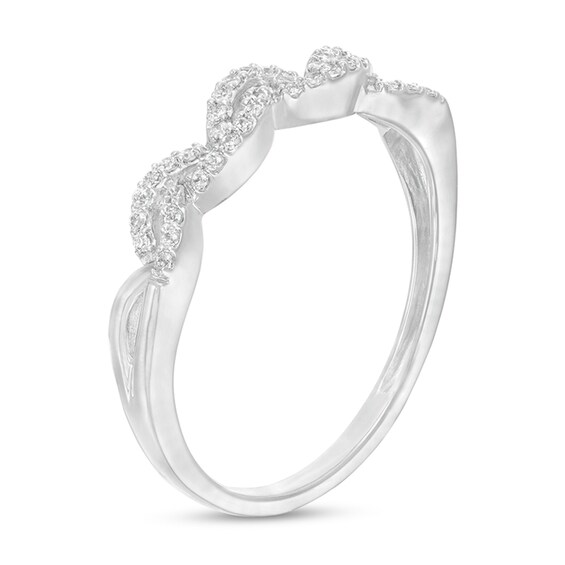 1/6 CT. T.w. Diamond Double Wave Stackable Band in 10K White Gold