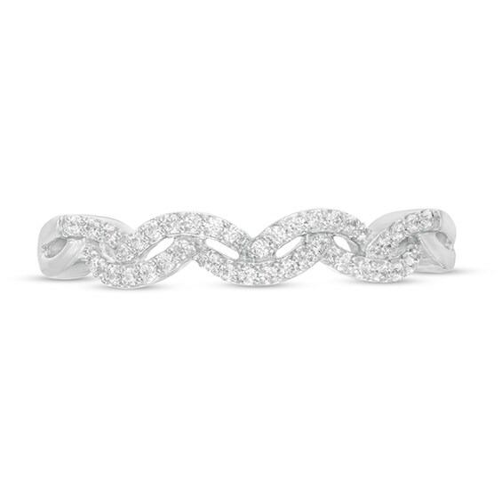 1/6 CT. T.w. Diamond Double Wave Stackable Band in 10K White Gold