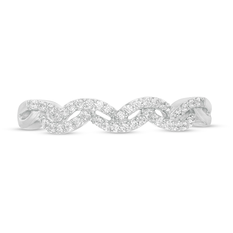 Main Image 4 of 1/6 CT. T.W. Diamond Double Wave Stackable Band in 10K White Gold