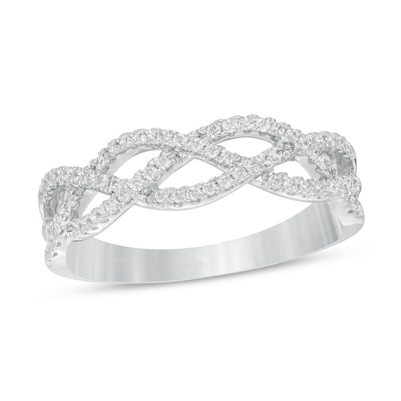Main Image 1 of 1/5 CT. T.W. Diamond Loose Braid Ring in 10K White Gold