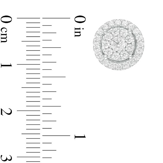 1 CT. T.w. Multi-Diamond Frame Tiered Stud Earrings in 10K White Gold