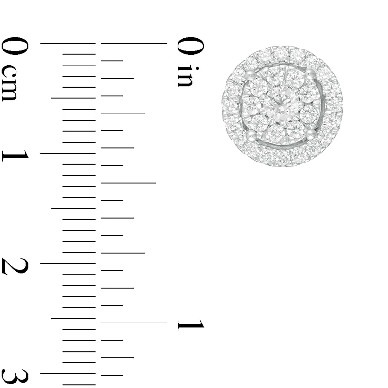 Main Image 3 of 1 CT. T.W. Multi-Diamond Frame Tiered Stud Earrings in 10K White Gold