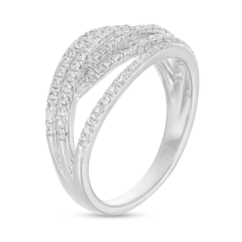 Main Image 3 of 1/2 CT. T.W. Diamond Intertwined Multi-Row Ring in 10K White Gold
