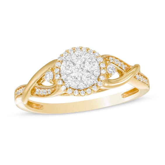 1/3 CT. T.w. Composite Diamond Frame Twist Shank Ring in 10K Gold