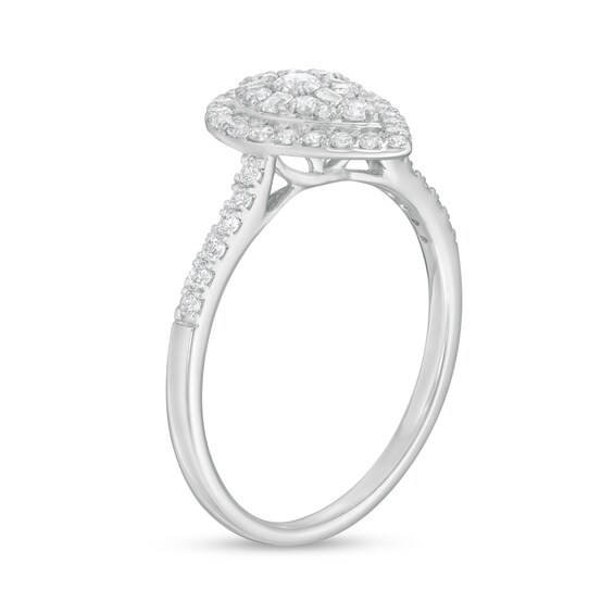 1/2 CT. T.w. Composite Diamond Pear-Shaped Frame Ring in 10K White Gold