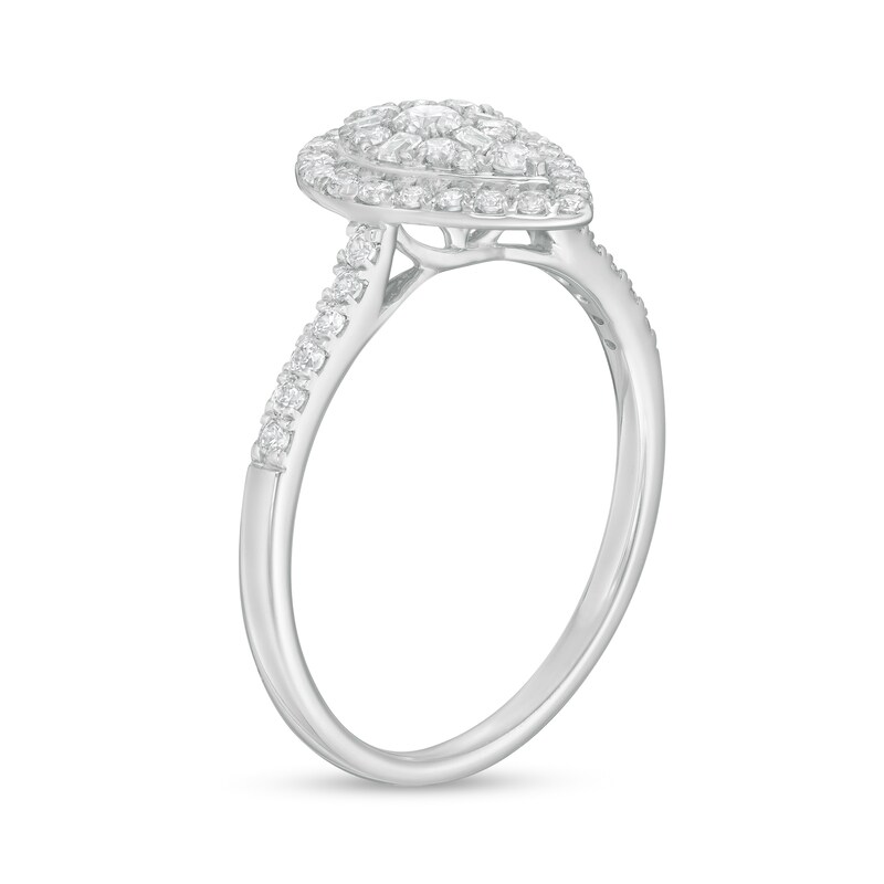 Main Image 2 of 1/2 CT. T.W. Composite Diamond Pear-Shaped Frame Ring in 10K White Gold