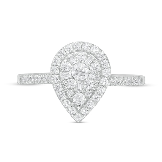 1/2 CT. T.w. Composite Diamond Pear-Shaped Frame Ring in 10K White Gold