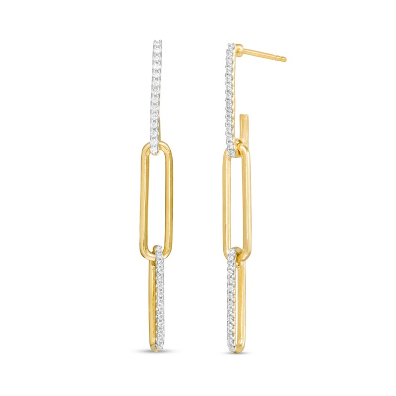 1/4 CT. T.W. Diamond Paper Clip Dangle Earrings in 10K Gold