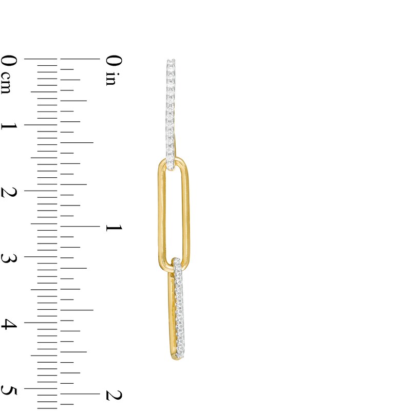 Main Image 3 of 1/4 CT. T.W. Diamond Paper Clip Dangle Earrings in 10K Gold