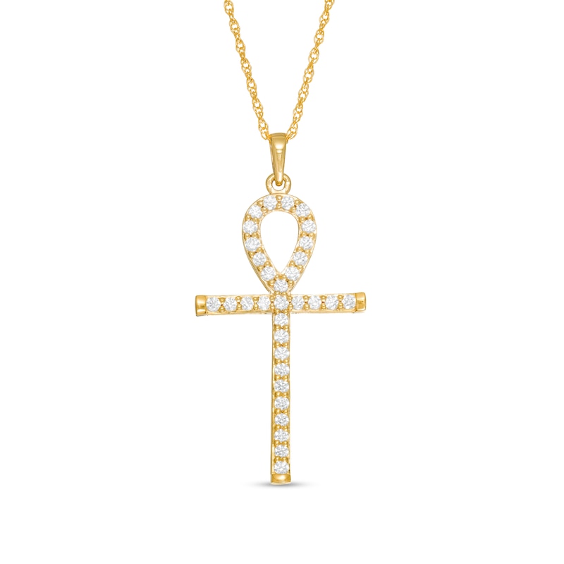 1/3 CT. T.W. Diamond Ankh Cross Pendant in 10K Gold