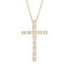 Thumbnail Image 1 of 1/2 CT. T.W. Baguette and Round Diamond Cross Pendant in 10K Gold