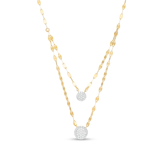 1/5 CT. T.w. Multi-Diamond Double Strand Necklace in 10K Gold - 20"