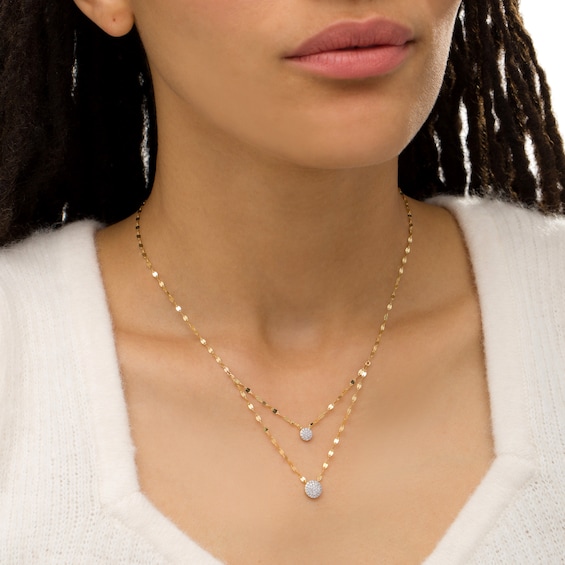 1/5 CT. T.w. Multi-Diamond Double Strand Necklace in 10K Gold - 20"
