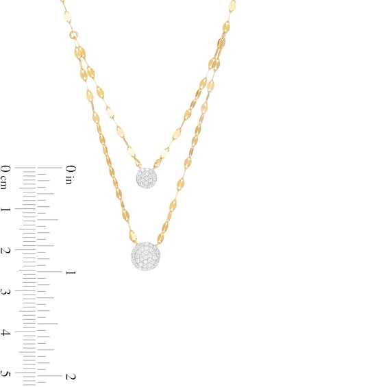 1/5 CT. T.w. Multi-Diamond Double Strand Necklace in 10K Gold - 20"