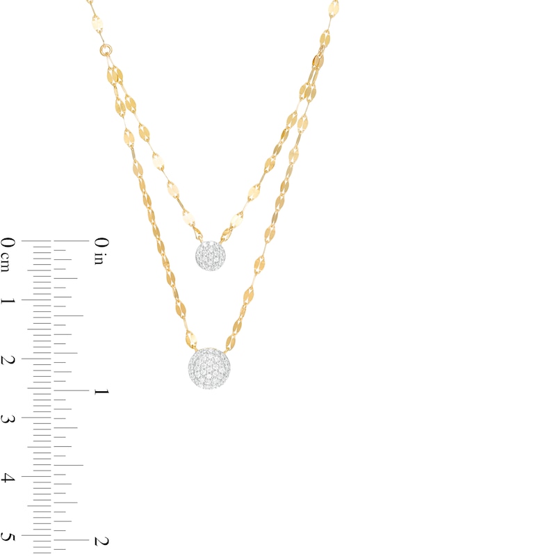 1/5 CT. T.W. Multi-Diamond Double Strand Necklace in 10K Gold - 20"