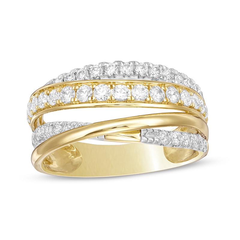Main Image 1 of 1 CT. T.W. Diamond Cross-Over Multi-Row Ring in 10K Gold