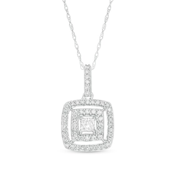 1/2 CT. T.W. Princess-Cut Diamond Double Frame Pendant in 10K White Gold 1/2 CT. T.W. Princess-Cut Diamond Double Frame Pendant in 10K White Gold