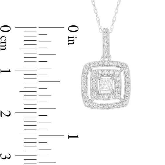 1/2 CT. T.w. Princess-Cut Diamond Double Frame Pendant in 10K White Gold