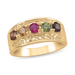 Mother's 3.5mm Birthstone Infinity Scrollwork Border Multi-Row Ring (2-7 Stones)