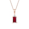 Thumbnail Image 0 of Emerald-Cut Ruby and Diamond Accent Drop Pendant in 10K Rose Gold