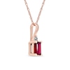 Thumbnail Image 1 of Emerald-Cut Ruby and Diamond Accent Drop Pendant in 10K Rose Gold