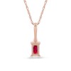 Thumbnail Image 3 of Emerald-Cut Ruby and Diamond Accent Drop Pendant in 10K Rose Gold