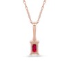 Thumbnail Image 2 of Emerald-Cut Ruby and Diamond Accent Drop Pendant in 10K Rose Gold