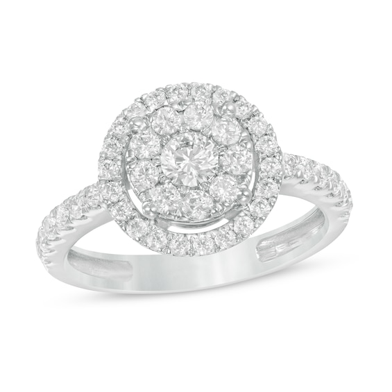 1 CT. T.w. Multi-Diamond Frame Ring in 10K White Gold