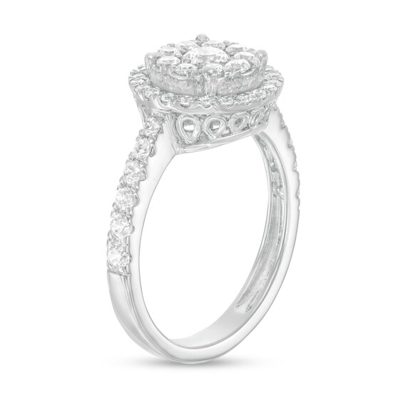 1 CT. T.w. Multi-Diamond Frame Ring in 10K White Gold