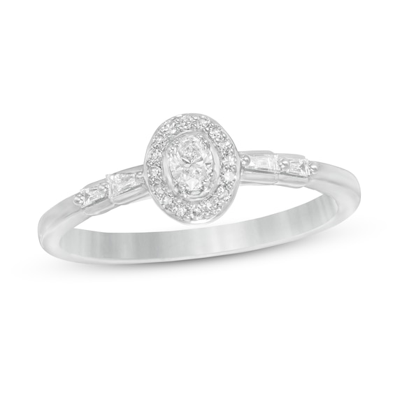 Cherished Promise Collectionâ¢ 1/5 CT. T.w. Oval Diamond Frame Ring in 10K White Gold