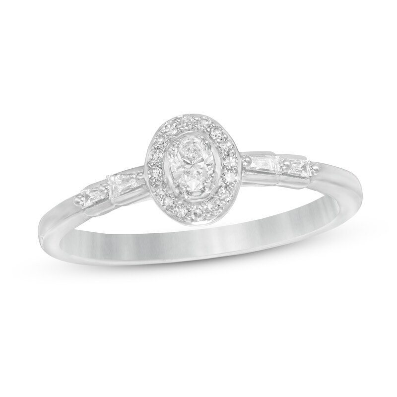 Main Image 1 of Cherished Promise Collection™ 1/5 CT. T.W. Oval Diamond Frame Ring in 10K White Gold