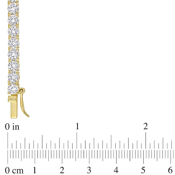 4.0mm Lab-Created White Sapphire Tennis Necklace in Sterling Silver with Yellow Rhodium - 17"