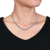 Thumbnail Image 2 of 4.0mm Lab-Created Blue and White Sapphire Alternating Tennis Necklace in Sterling Silver - 17"