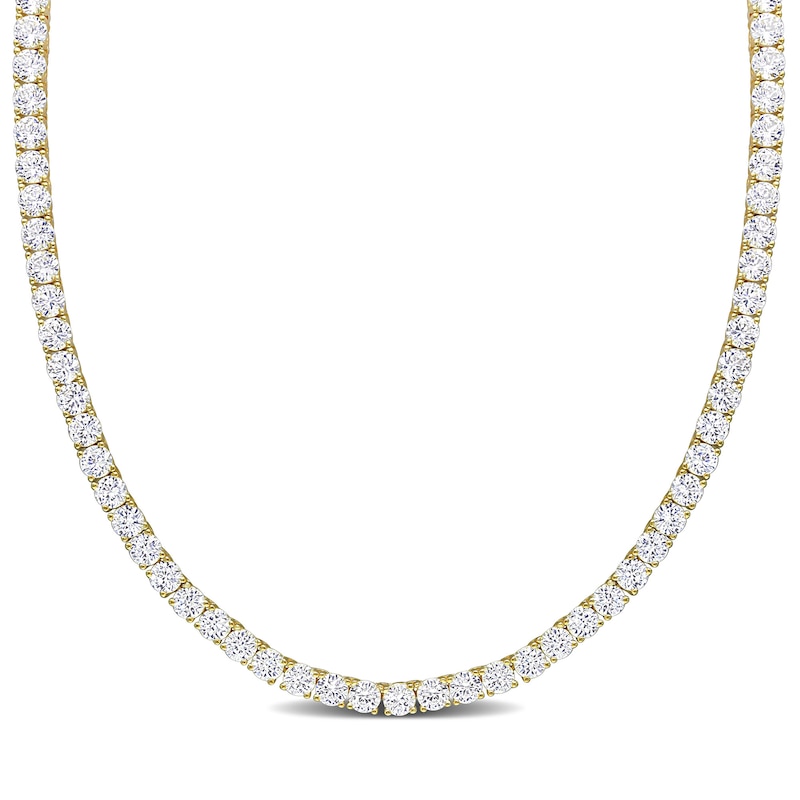 4.0mm Lab-Created White Sapphire Tennis Necklace in Sterling Silver ...