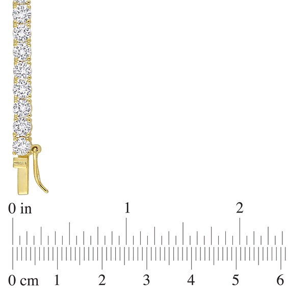 4.0mm Lab-Created White Sapphire Tennis Necklace in Sterling Silver with Yellow Rhodium - 17"