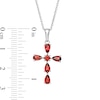 Thumbnail Image 3 of Pear-Shaped and Round Garnet Cross Pendant in Sterling Silver