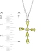 Thumbnail Image 2 of Pear-Shaped and Round Peridot Cross Pendant in Sterling Silver