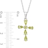 Thumbnail Image 3 of Pear-Shaped and Round Peridot Cross Pendant in Sterling Silver