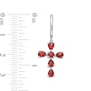 Thumbnail Image 3 of Pear-Shaped and Round Garnet Cross Drop Earrings in Sterling Silver