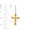 Pear-Shaped and Round Citrine Cross Drop Earrings in Sterling Silver