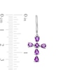 Thumbnail Image 3 of Pear-Shaped and Round Amethyst Cross Drop Earrings in Sterling Silver