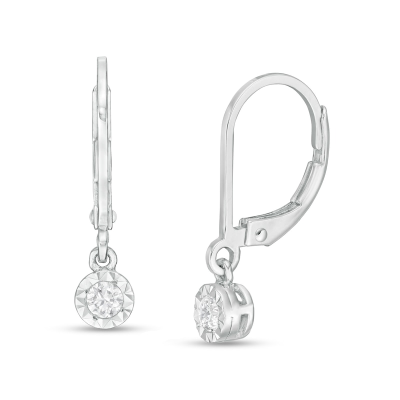 Main Image 1 of 1/6 CT. T.W. Diamond Solitaire Drop Earrings in 10K White Gold (I/I3)