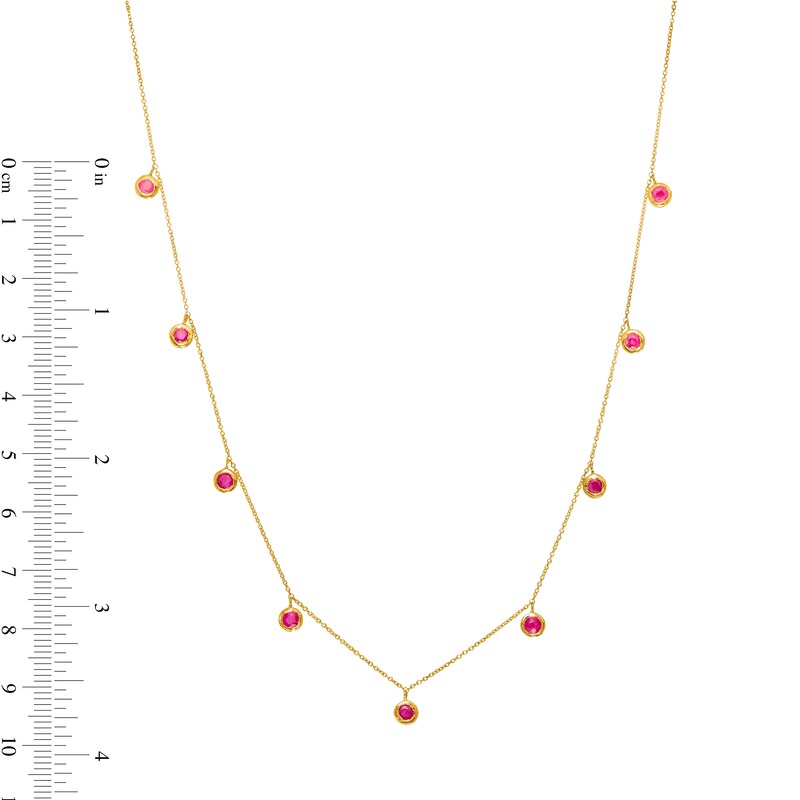 Main Image 3 of 3.0mm Ruby Bezel-Set Nine Stone Station Necklace in 10K Gold