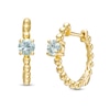 Thumbnail Image 1 of 4.0mm Aquamarine Solitaire and Beaded Hoop Earrings in 10K Gold