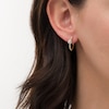 Thumbnail Image 2 of 4.0mm Aquamarine Solitaire and Beaded Hoop Earrings in 10K Gold