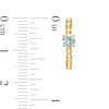 Thumbnail Image 2 of 4.0mm Aquamarine Solitaire and Beaded Hoop Earrings in 10K Gold