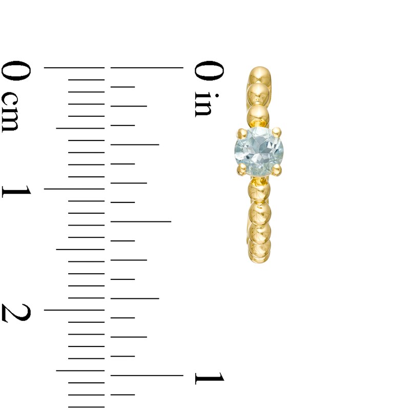 Main Image 3 of 4.0mm Aquamarine Solitaire and Beaded Hoop Earrings in 10K Gold